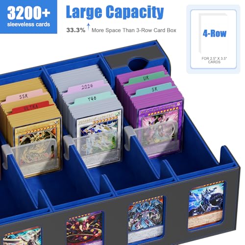 Card Storage Box with 4 Rows, 24 Colorful Dividers & 8 Viewing Windows F24736