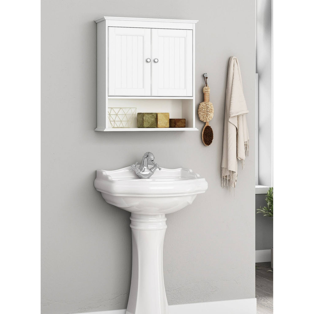 White Wooden Bathroom Wall Storage Cabinet V23470