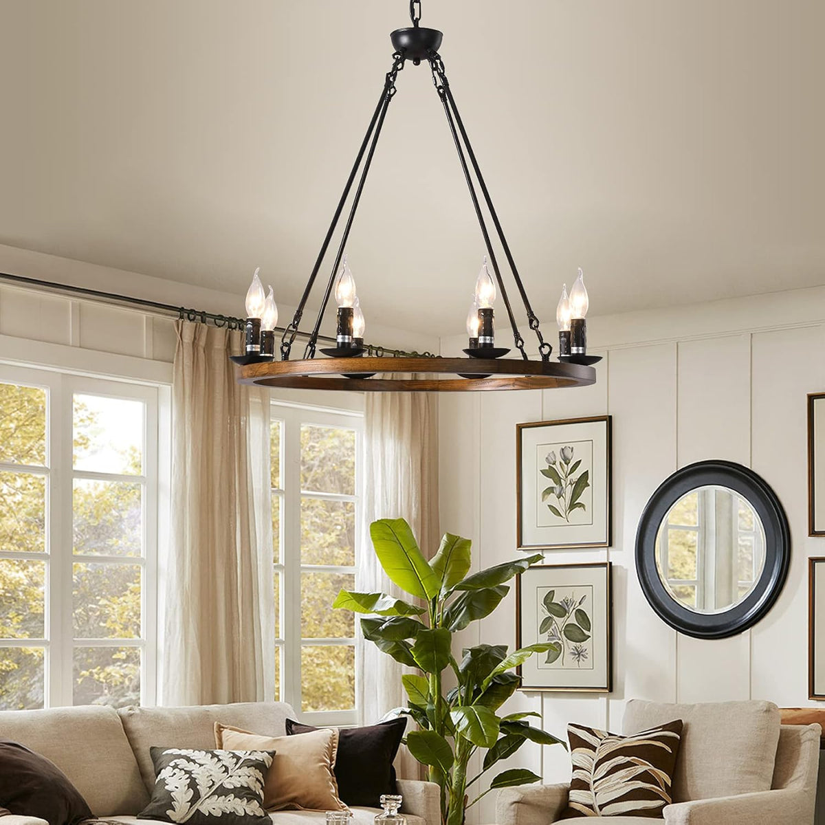 8-Lights Wagon Wheel Chandelier B3166