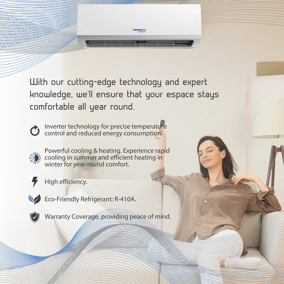 18,000 BTU 17 SEER2 Ductless Mini-Split Air Conditioner Heat Pump 220V F480