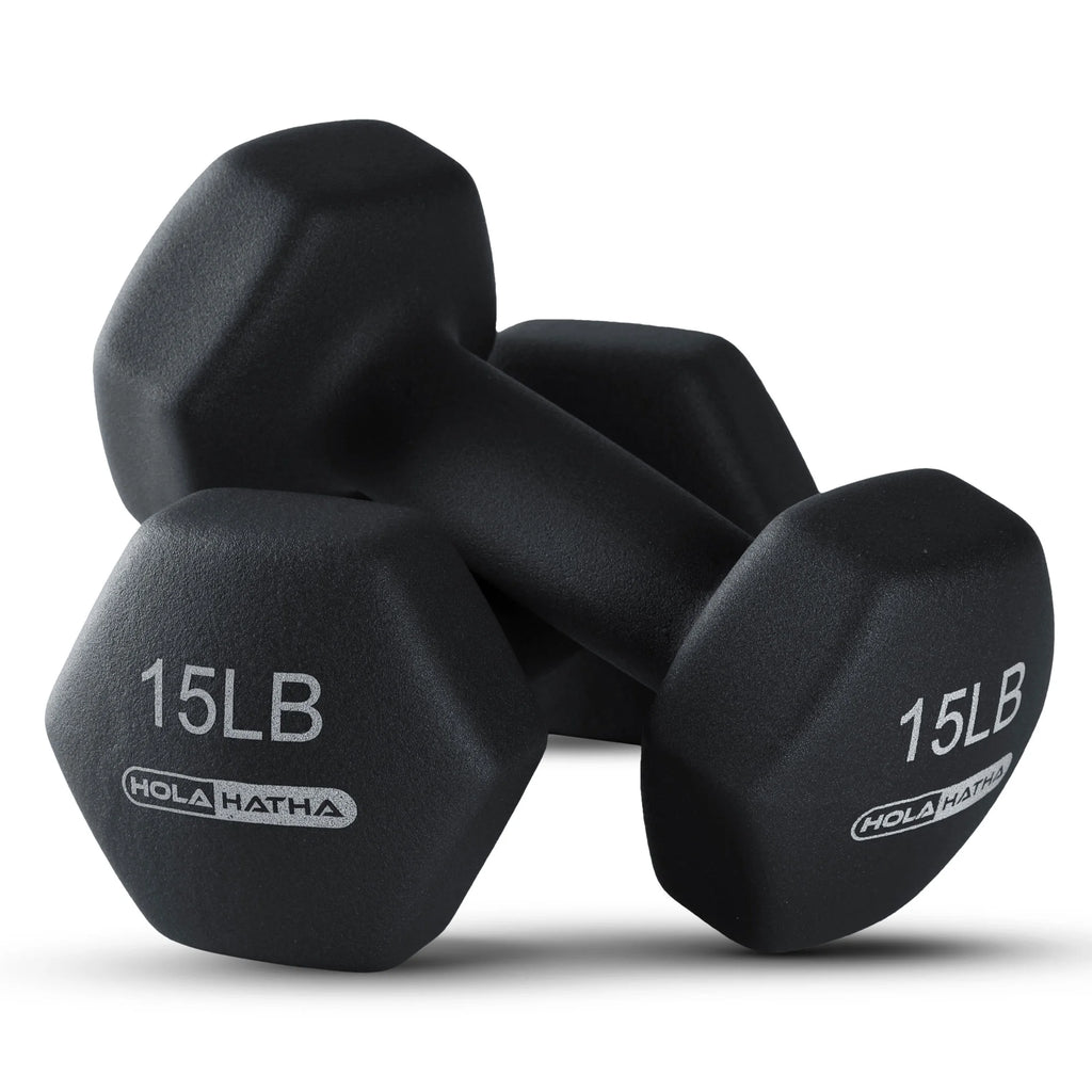 5, 10, and 15 lb Neoprene Dumbbell Set & Rack N3407