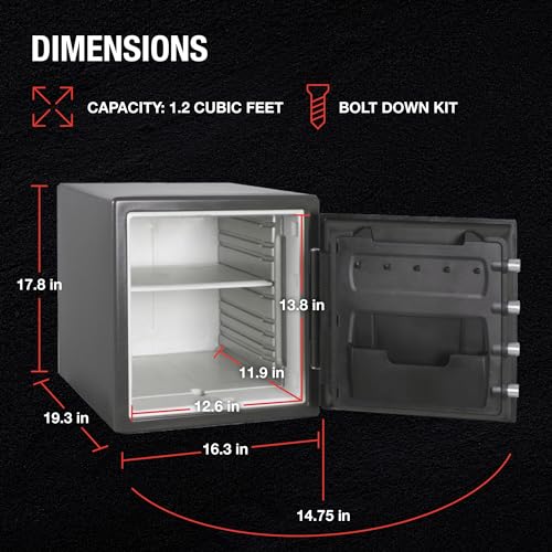 Fireproof Waterproof Steel Home Safe with Dial Combination Lock, Black M8246