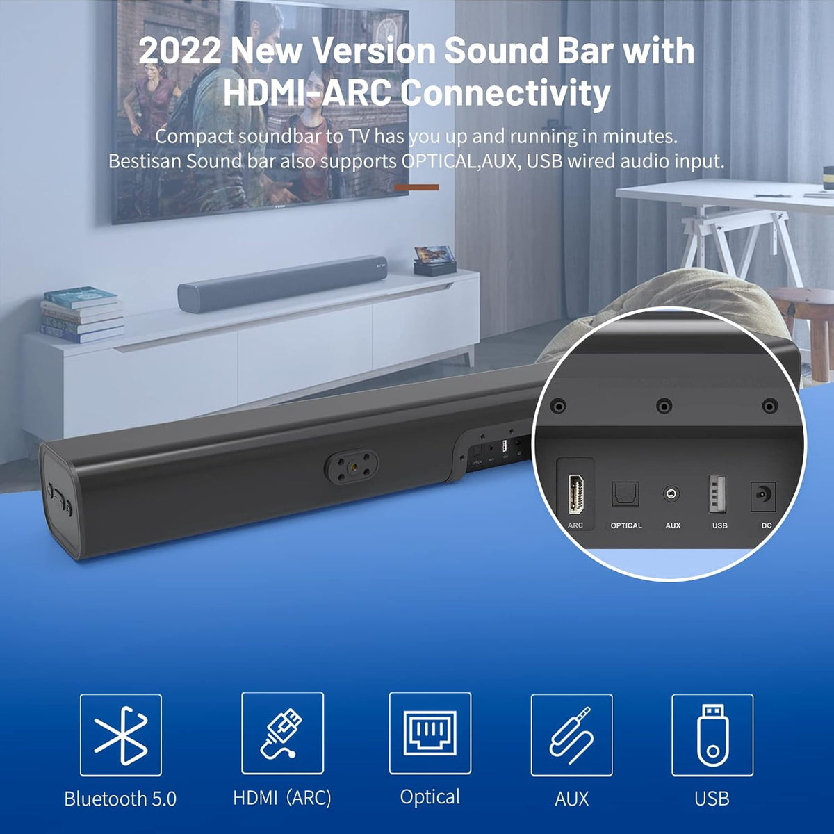 100W Wireless TV Sound Bar with HDMI-ARC K9686