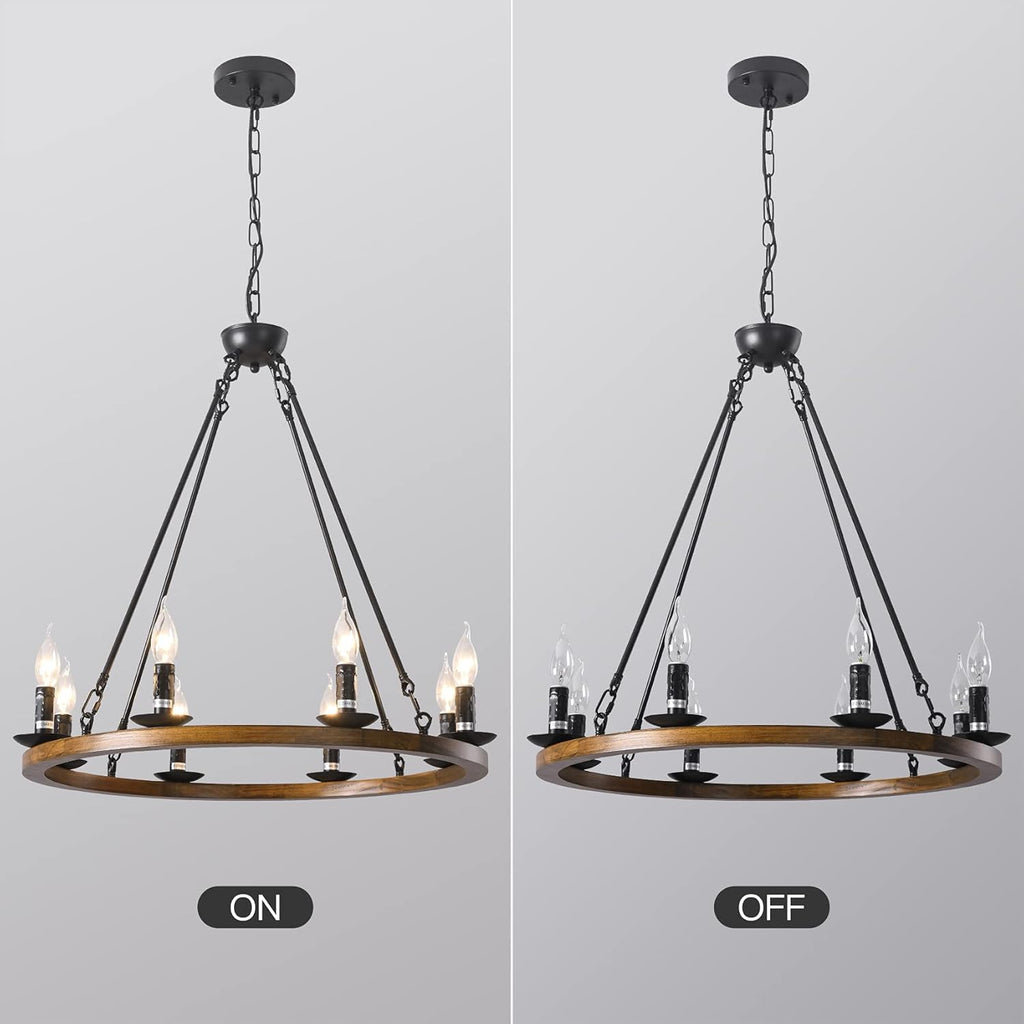 8-Lights Wagon Wheel Chandelier B3166