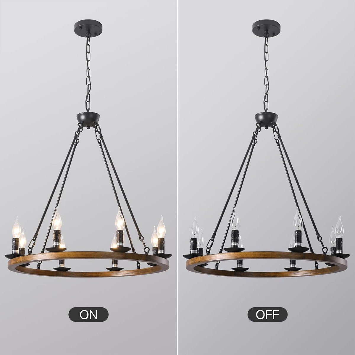 8-Lights Wagon Wheel Chandelier B3166