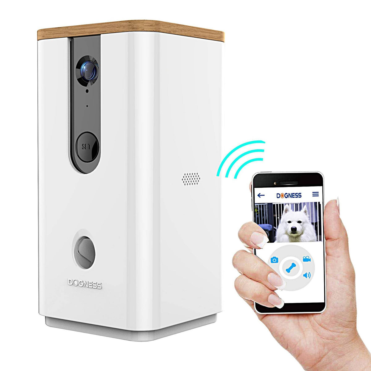 White Pet Treat Dispenser with Camera G86409