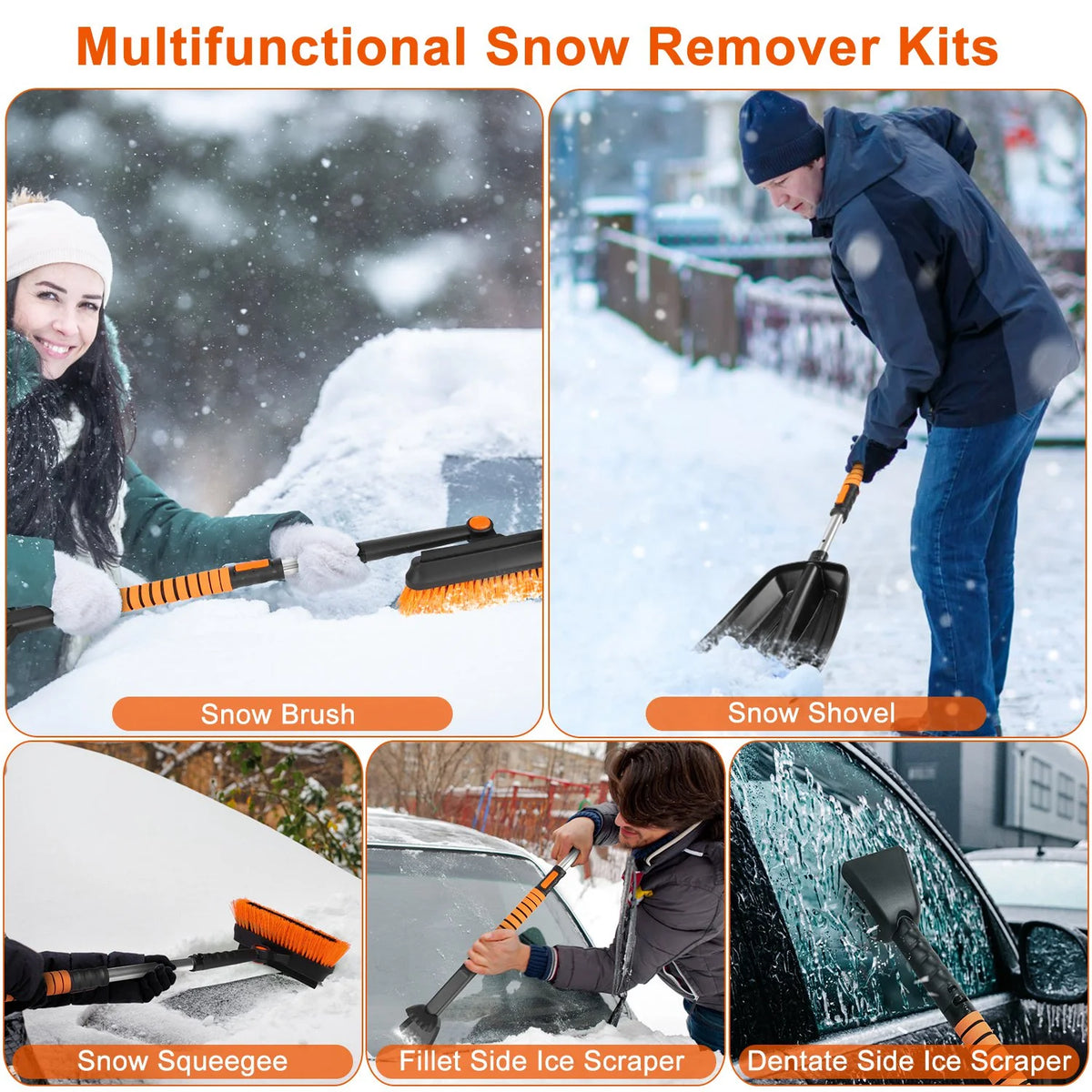 Telescopic Ice Scraper Snow Brush Shovel Kit Q9593