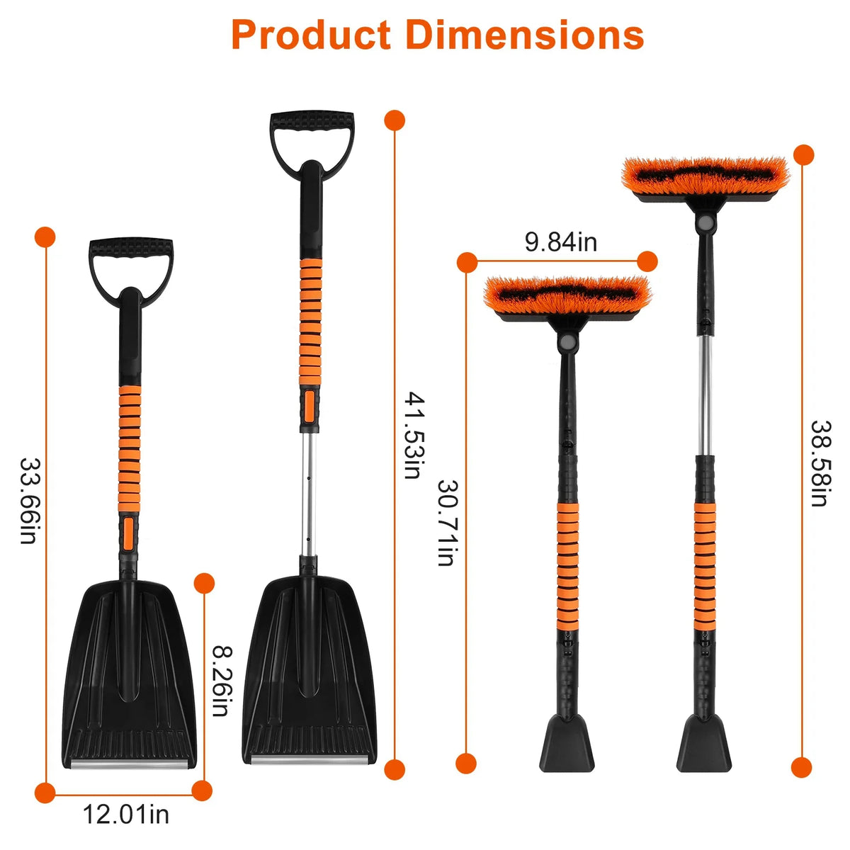 Telescopic Ice Scraper Snow Brush Shovel Kit Q9593