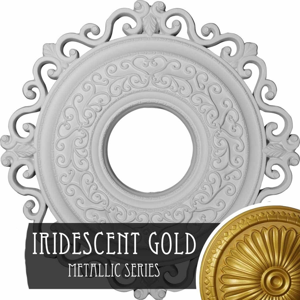 22x22OD x 6 1/4x22ID x 1 3/4x22P Ceiling Medallion, Hand-Painted Iridescent Gold J655425