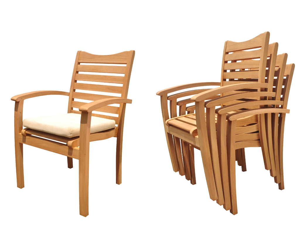 Grade-A Teak 9 Pc 8 Seater Dining Set with Oval Table and 8 Stacking Arm Chairs U595805
