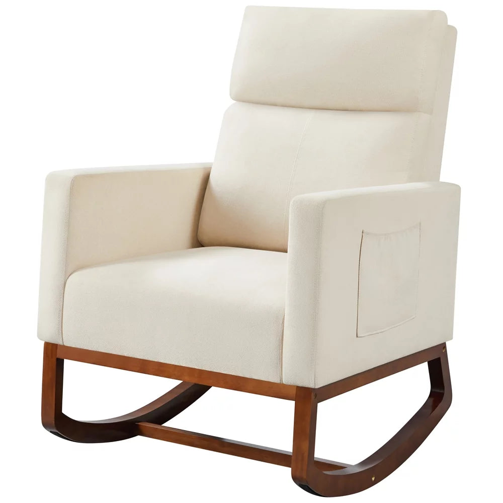 Beige Upholstered Rocking Accent Chair F433