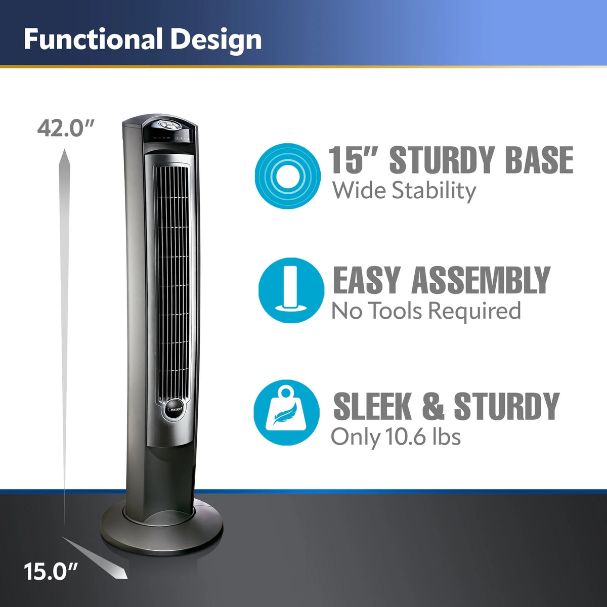 42 Tower Fan with Remote, Gray/Brown G3324