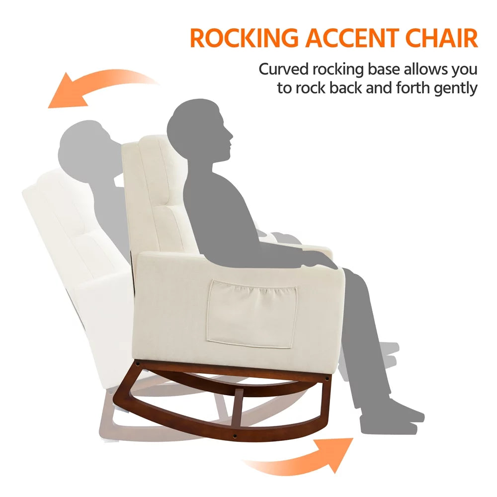 Beige Upholstered Rocking Accent Chair F433