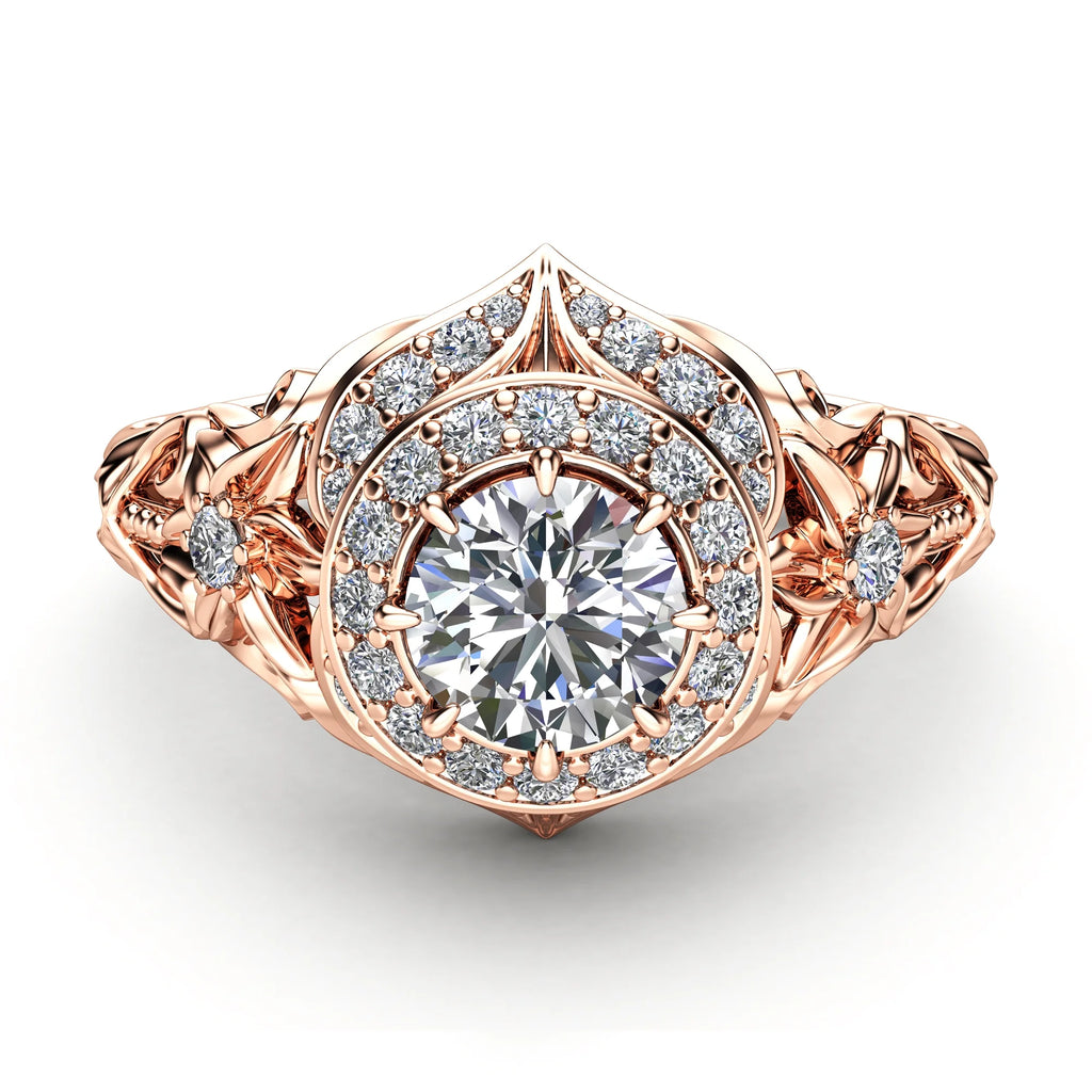 Vintage Inspired Diamond Rose Gold Engagement Ring J12685