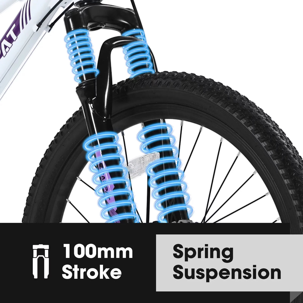 24 inch Kids Mountain Bike with Disc Brakes & 21 Speed White Z599