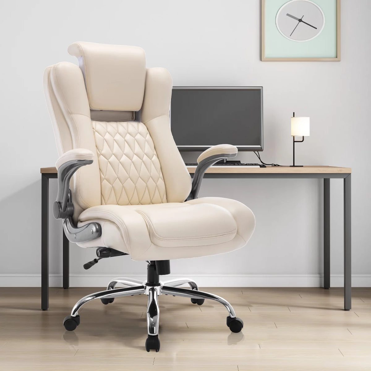 High Back Ergonomic Office Chair with Lumbar Support Flip Arms and Headrest R58778