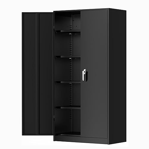 72” Black Metal Storage Cabinet with Lock Z744119