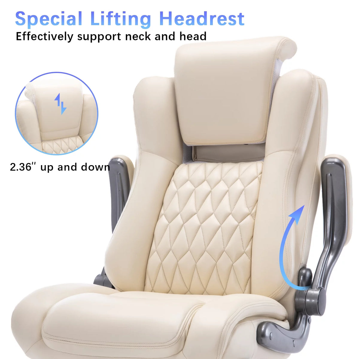 High Back Ergonomic Office Chair with Lumbar Support Flip Arms and Headrest R58778