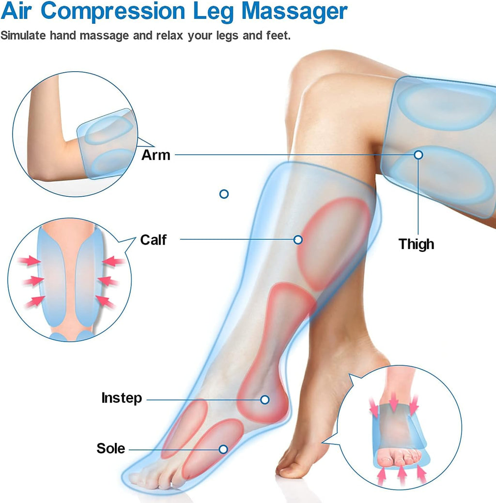 Leg Massager with Heat, Air Compression Calf Thigh Foot Massage O6308