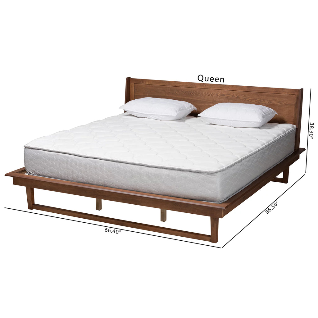 King Size Ash Walnut Finished Wood Platform Bed Q5080