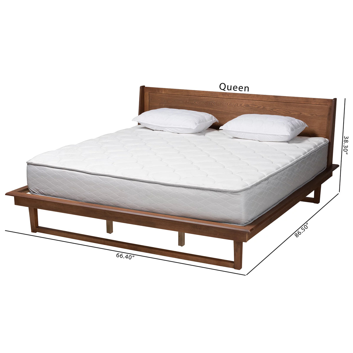 King Size Ash Walnut Finished Wood Platform Bed Q5080