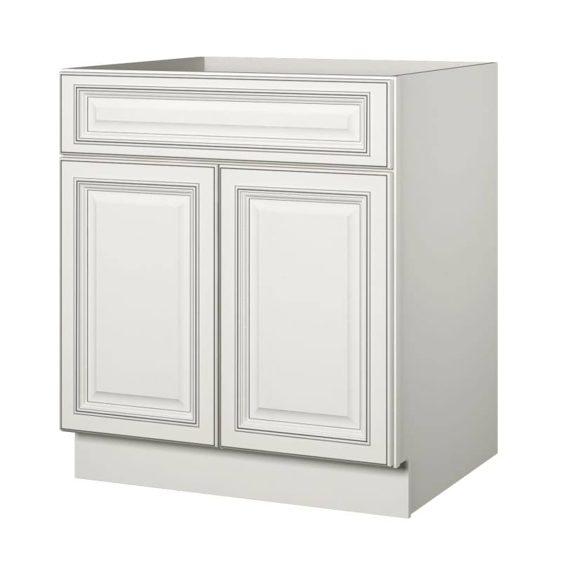 White 30 inch Double Door Sink Base Cabinet R863614