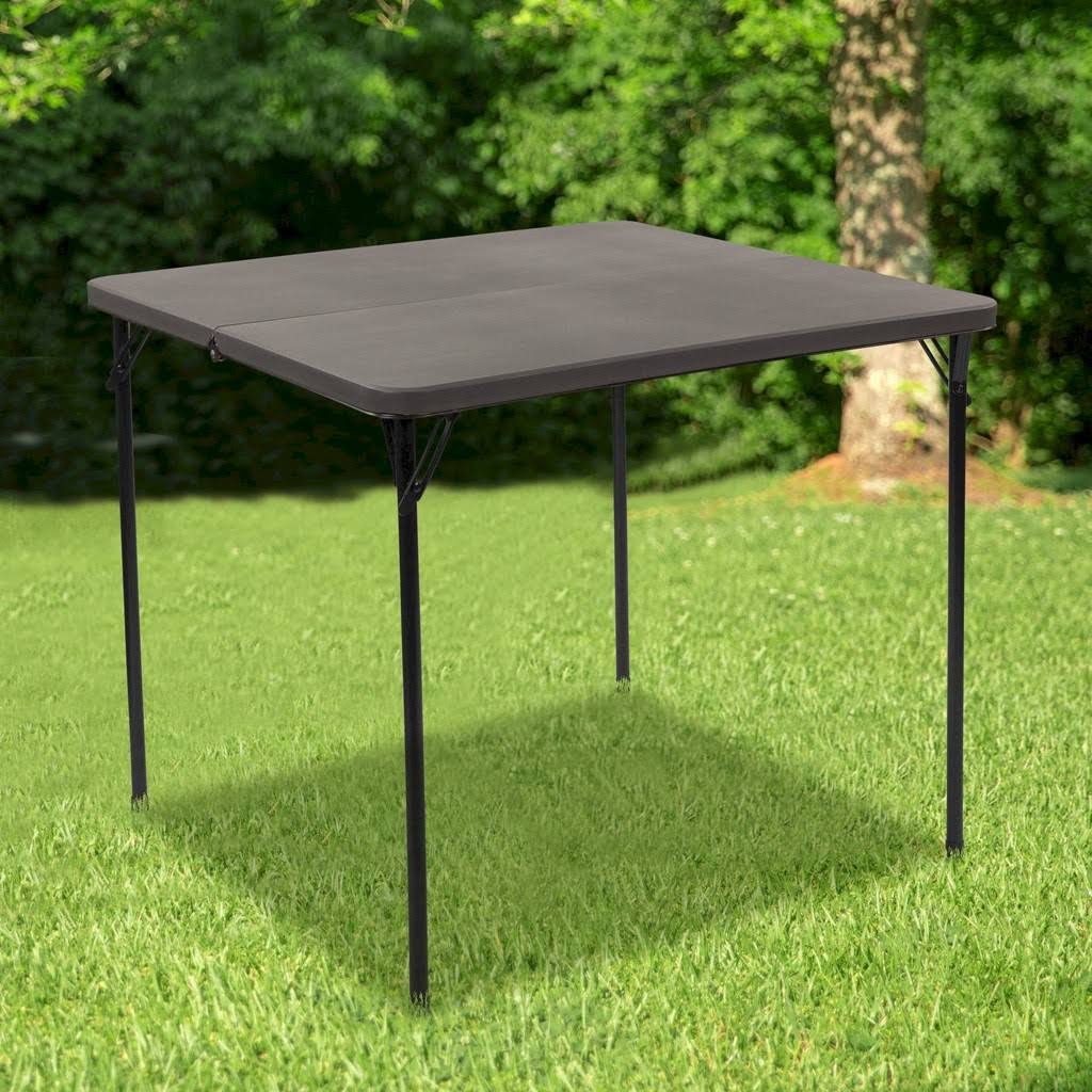 Dark Gray Plastic Folding Table with Carrying Handle R4462