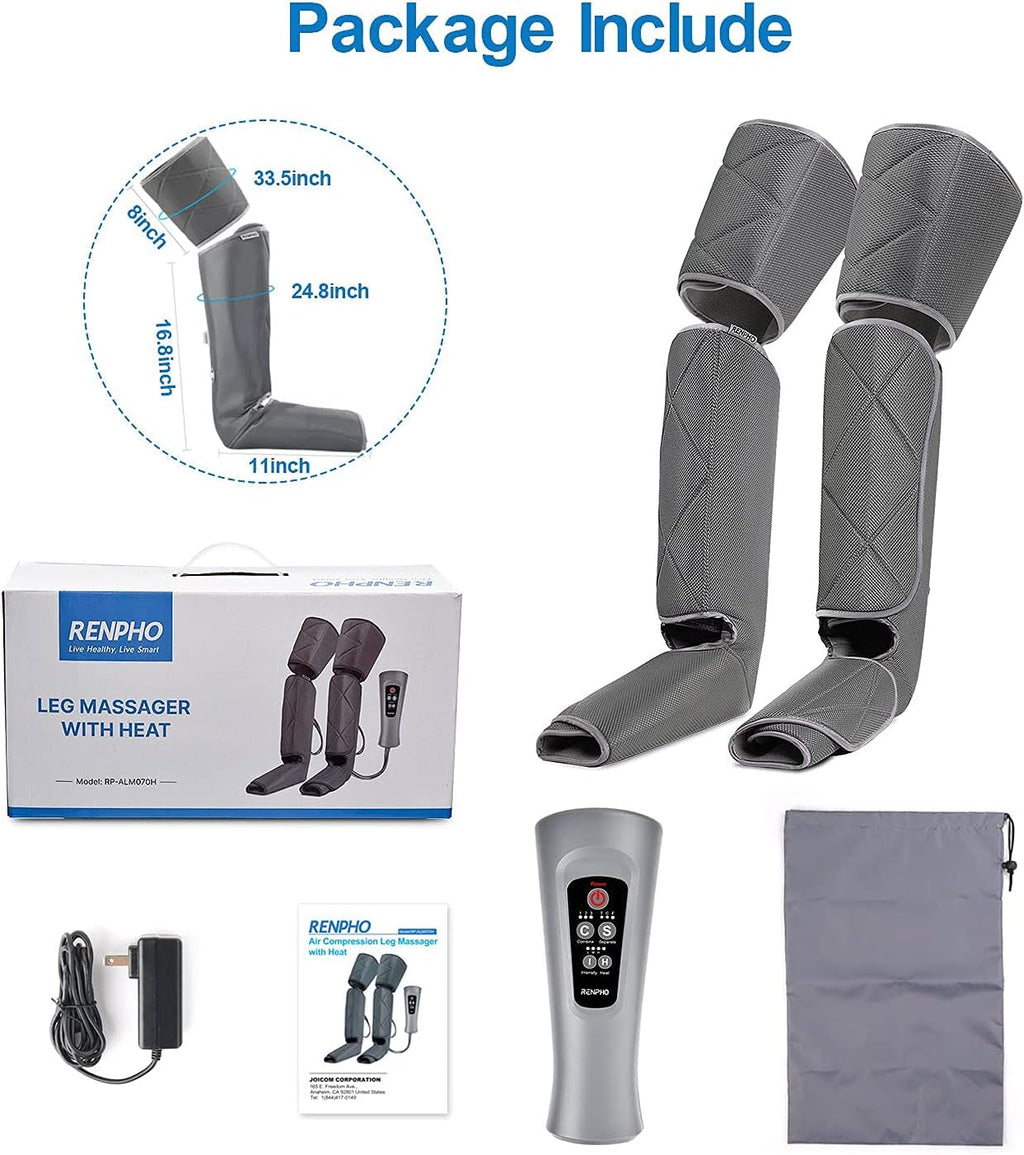 Leg Massager with Heat, Air Compression Calf Thigh Foot Massage O6308