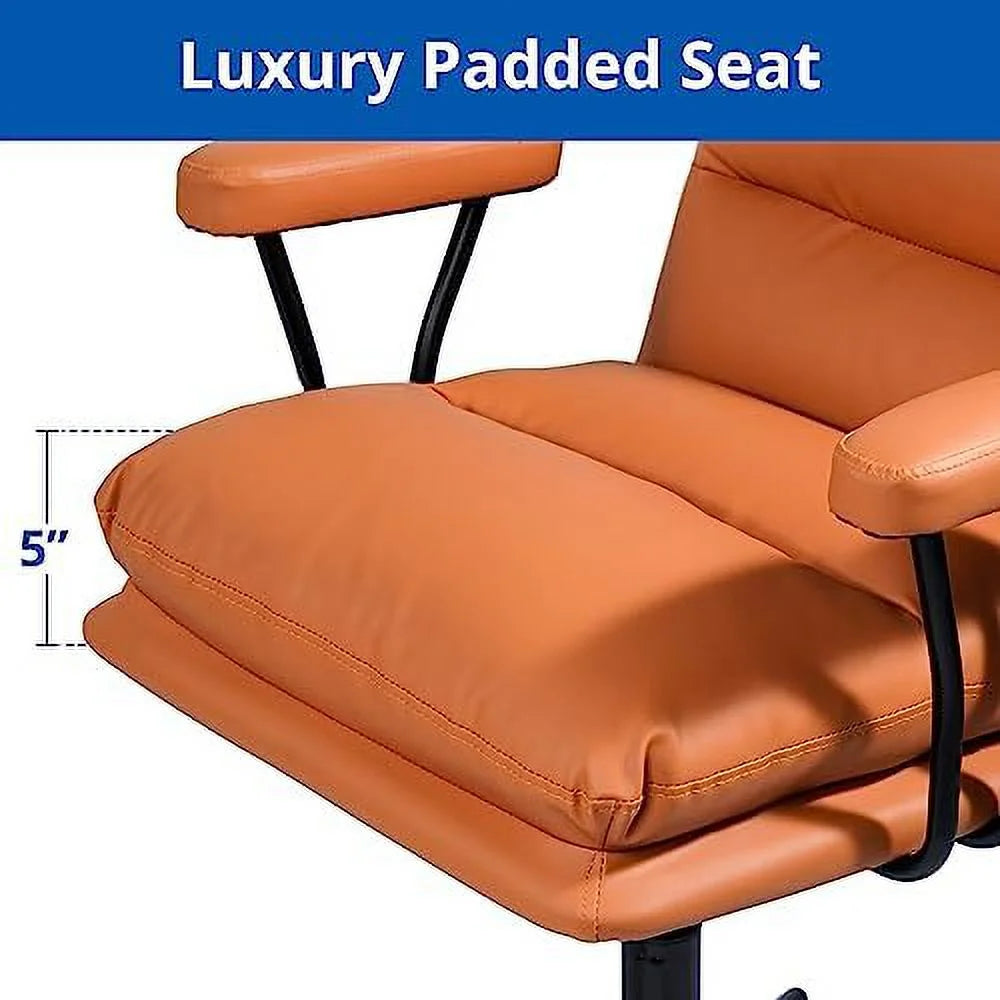 Orange PU Leather Upholstered Desk Chair with Armrests Z662260