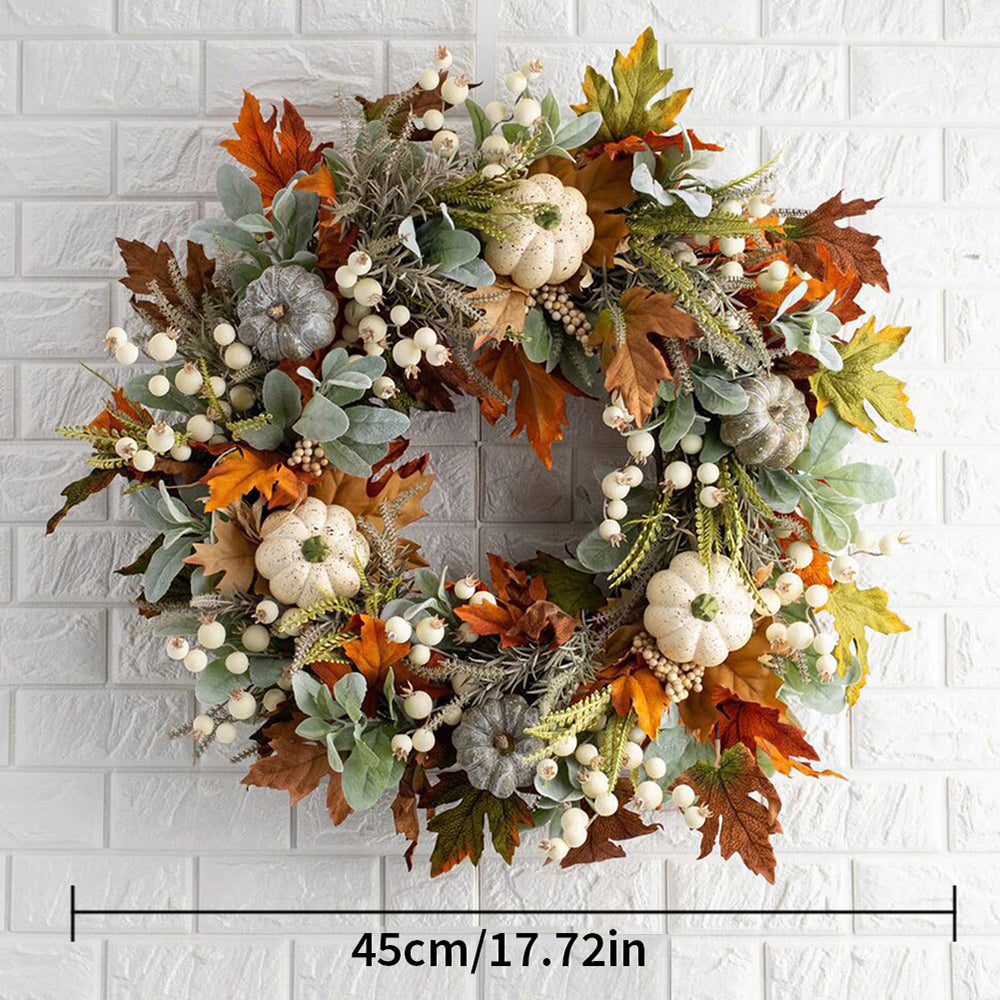 Fall Wreath with Berry Pumpkin and Maple Leaves Z129167