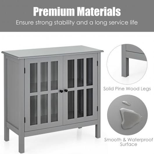 Gray Glass Door Sideboard Console Cabinet E763