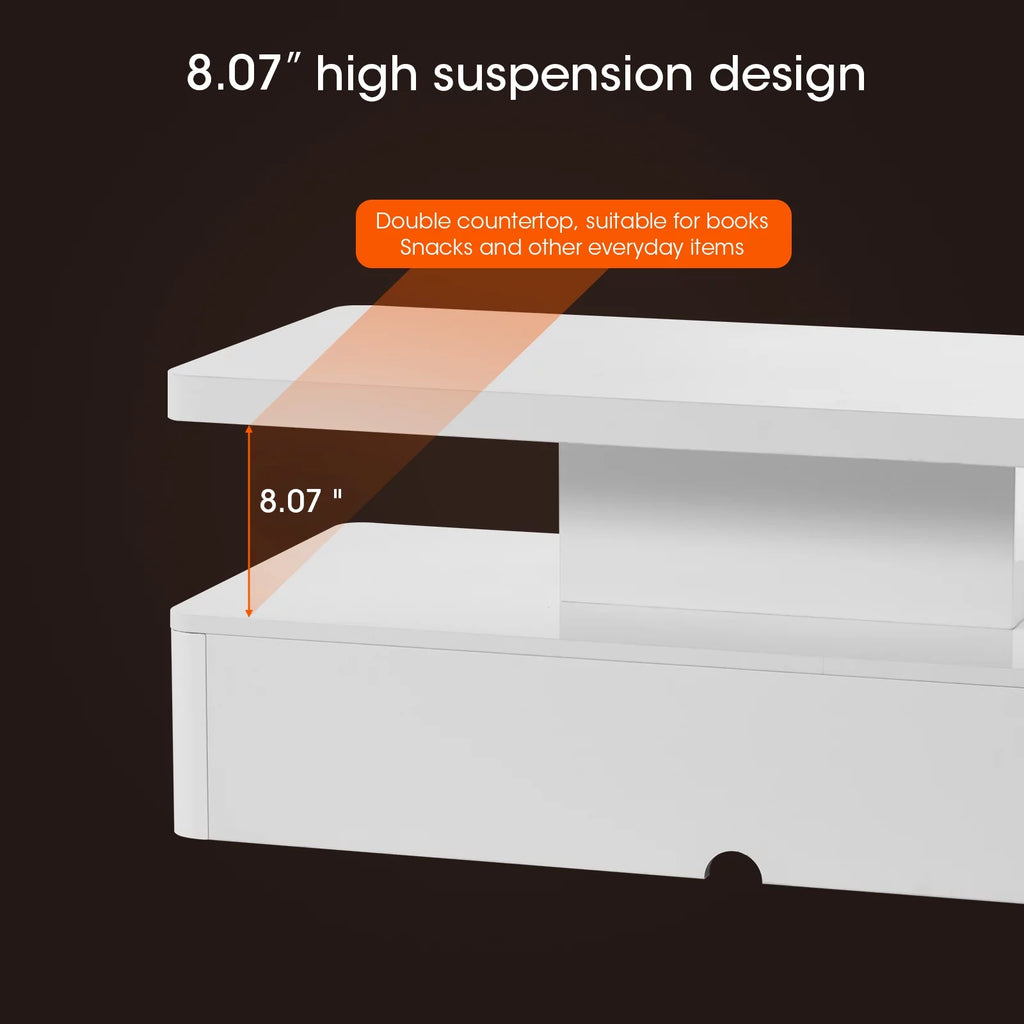 White High Glossy Coffee Table with Led Light F801621