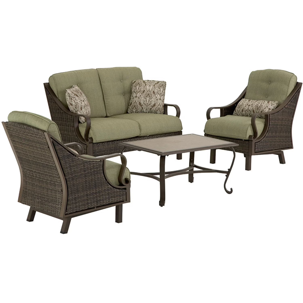 Vintage Meadow 4-Piece Wicker and Steel Conversation Set F157356