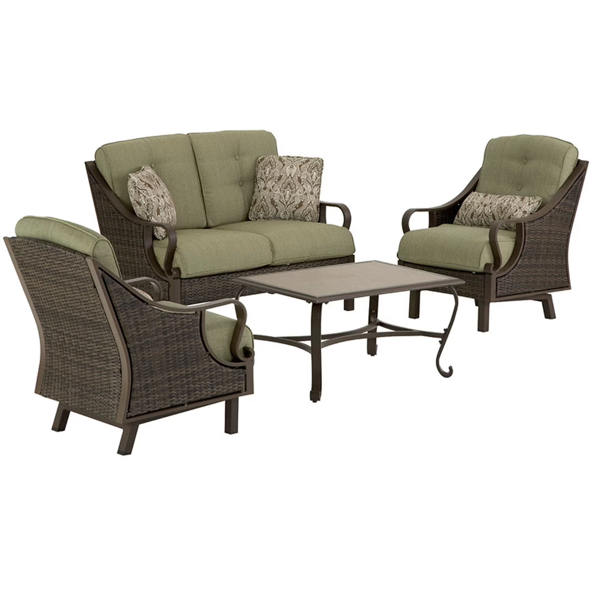 Vintage Meadow 4-Piece Wicker and Steel Conversation Set F157356