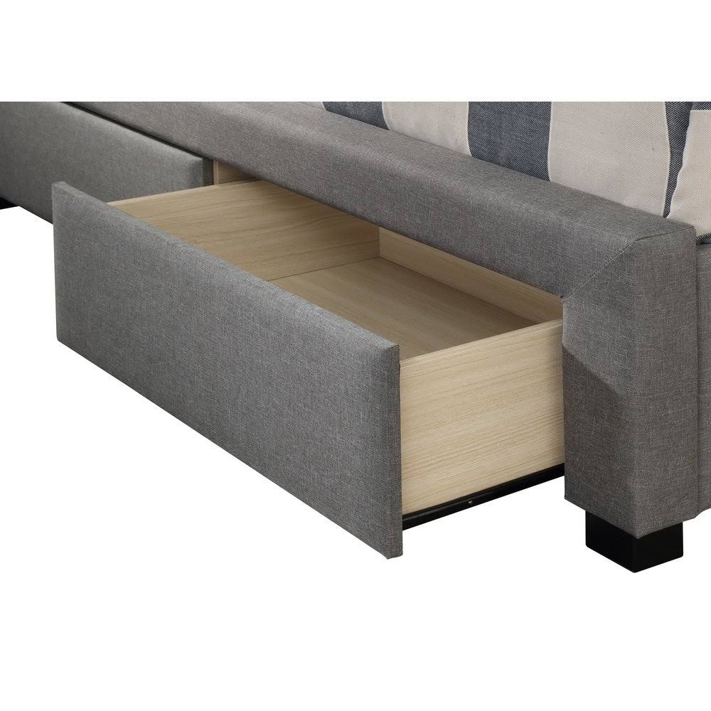 Grey Linen Wingback Storage Bed Q817