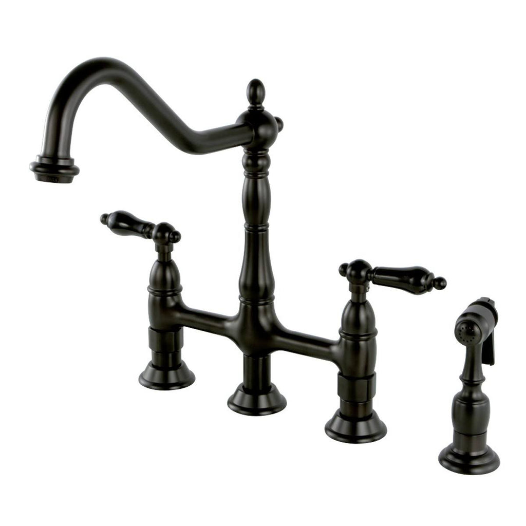 Bridge Kitchen Faucet with Brass Sprayer, Polished Brass B418533