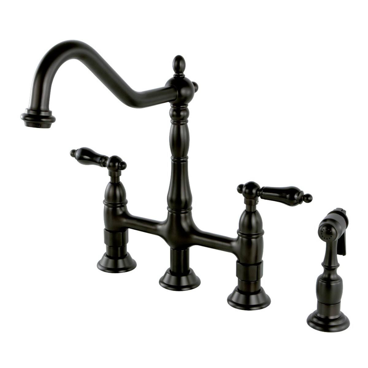 Bridge Kitchen Faucet with Brass Sprayer, Polished Brass B418533