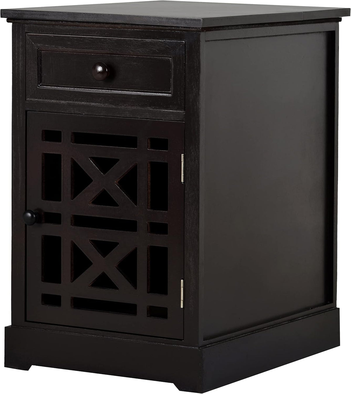 Navy Blue Antique End Table with Drawer and Storage Cabinet T344512