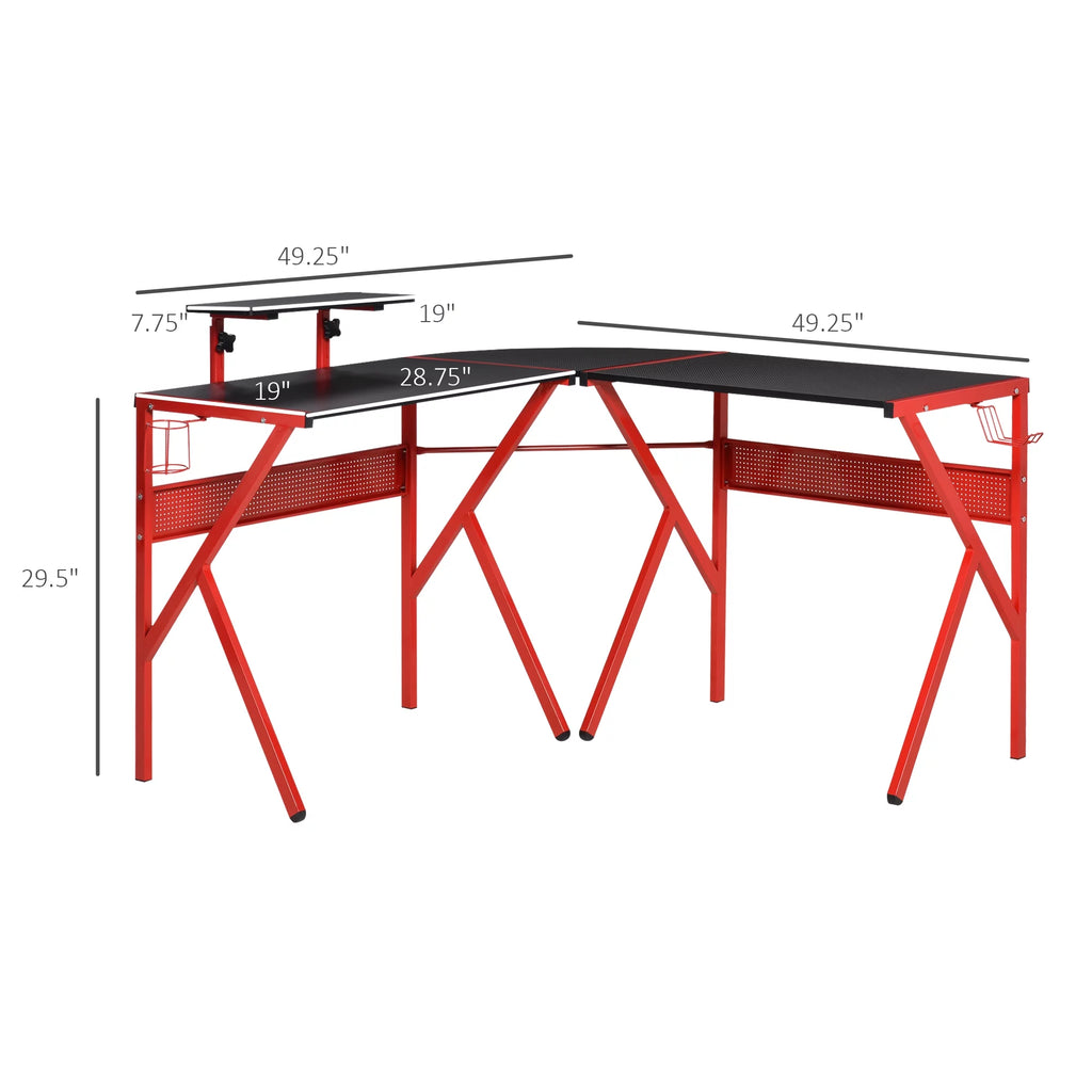 L-Shaped Gaming Corner Computer Desk with Adjustable Desk X928582