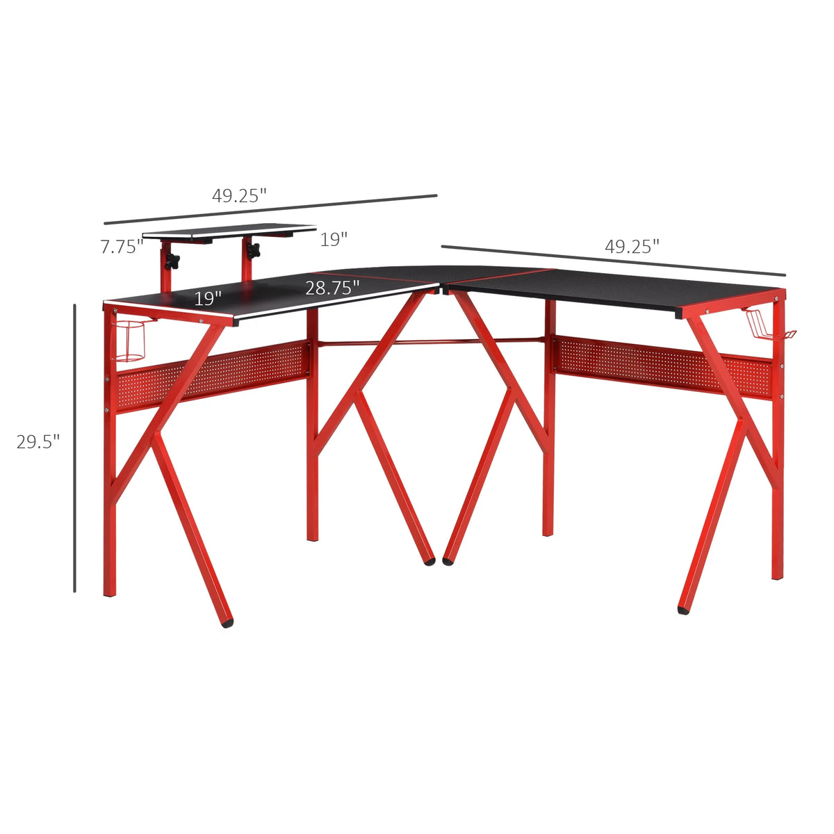 L-Shaped Gaming Corner Computer Desk with Adjustable Desk X928582