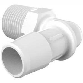 3/8-18 NPT to 1/2x22 Barbed Elbow, White Nylon P2082