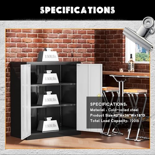 72” Black Metal Storage Cabinet with Lock Z744119