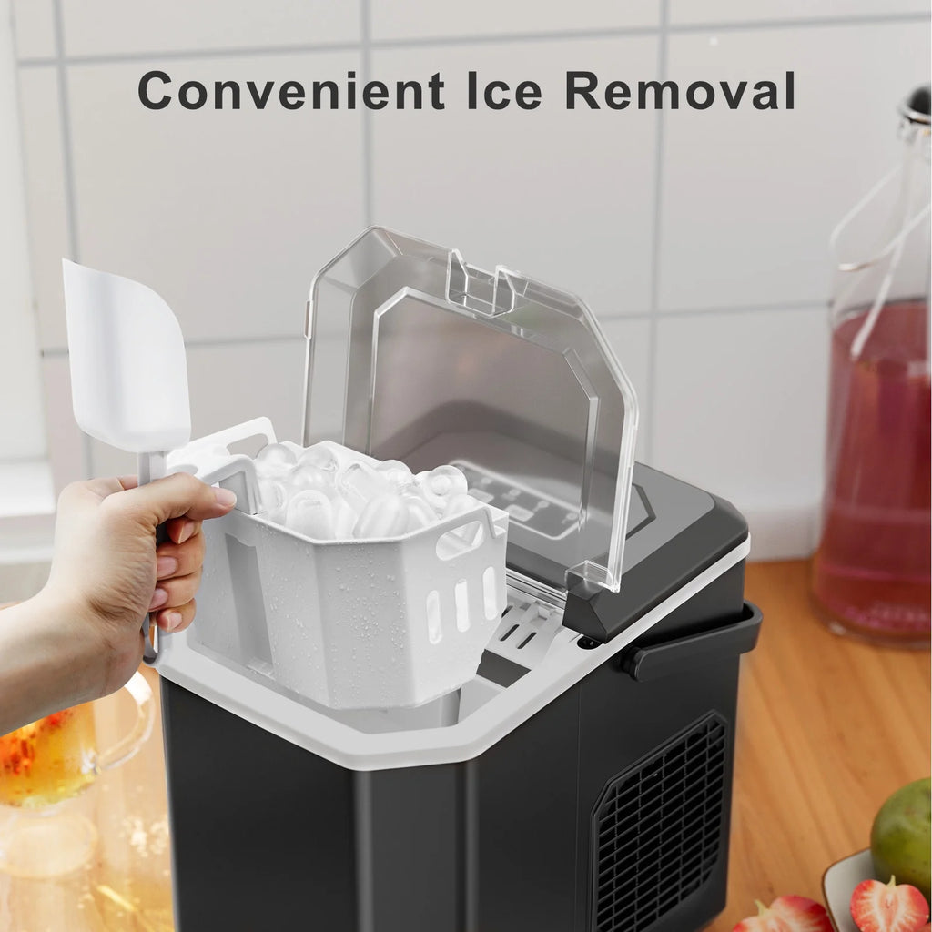 Countertop Ice Maker Machine with Handle, 9pcs/6min, 26lbs/24h, Silver I95258