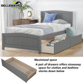 Twin Size Platform Bed Frame with Storage Drawer and Headboard N8473