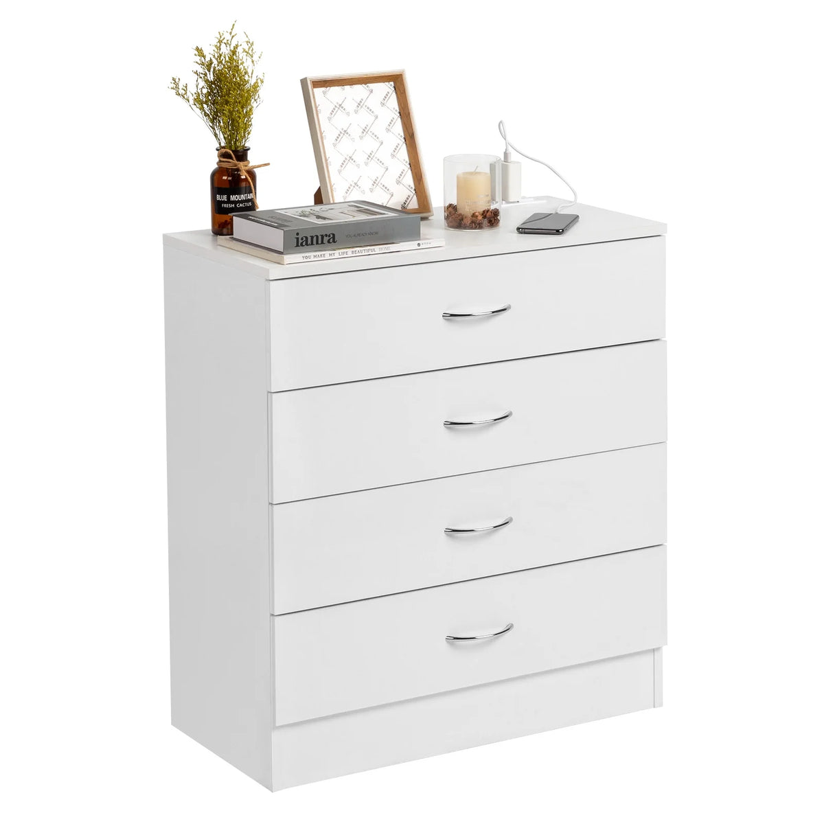 Black 4 Drawer Dresser with Power Outlets A452