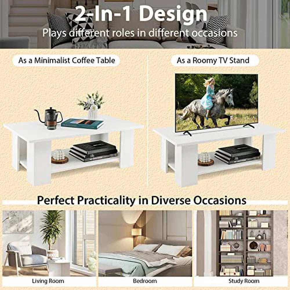 White Coffee Table with Storage P2874