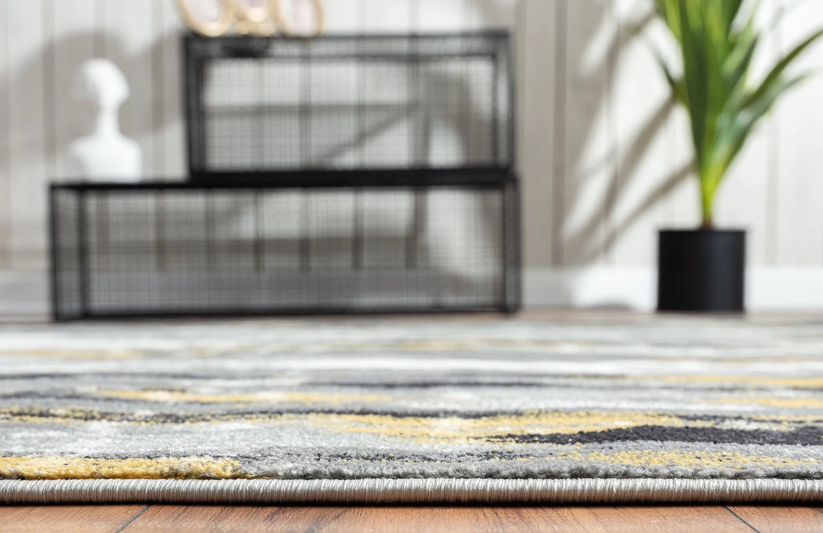 6 x 9 Grey Yellow Area Rug T8393