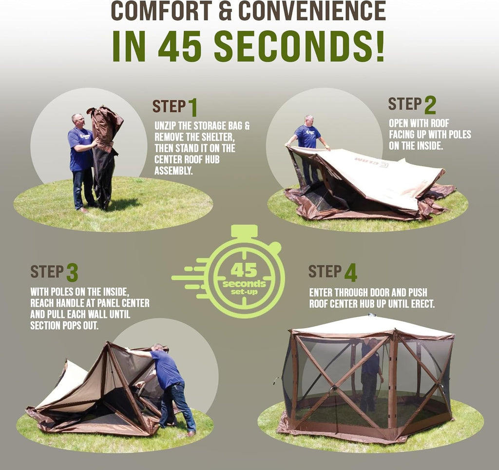Gray 6-Sided Portable Pop-Up Camping Screen Tent with Carry Bag X447558