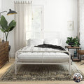 White Queen Size Metal Bed Frame with Headboard and Base Q891936