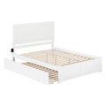 White Queen Size Wood Platform Bed with Trundle I12561